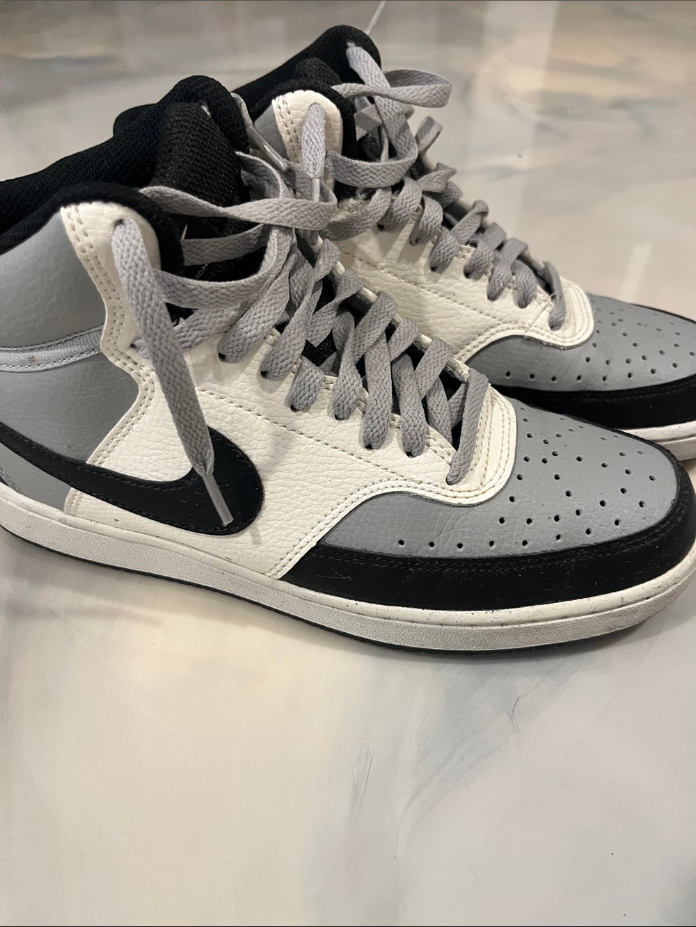 Nike High-Top Sneakers in Gray, White & Black